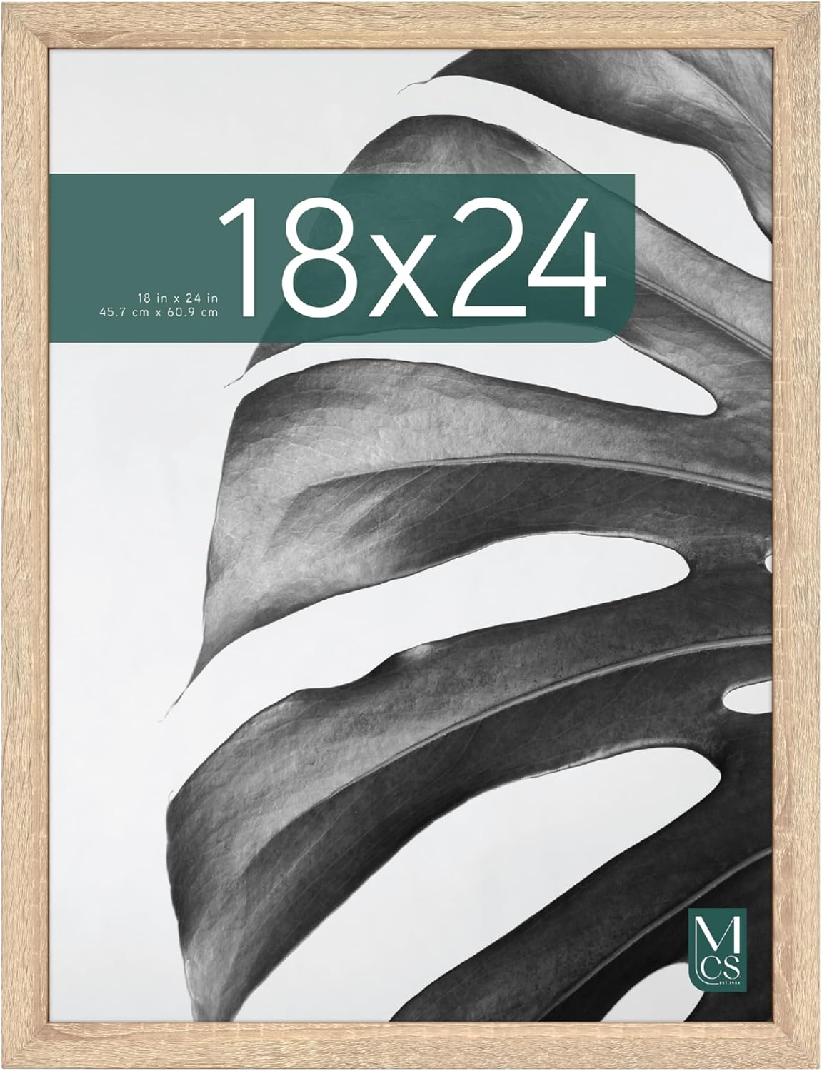 Detalle de MCS Cadre Poster Studio Gallery 45,7 x 61 cm – Cadre bois naturel MDF, fixation murale horizontale ou verticale