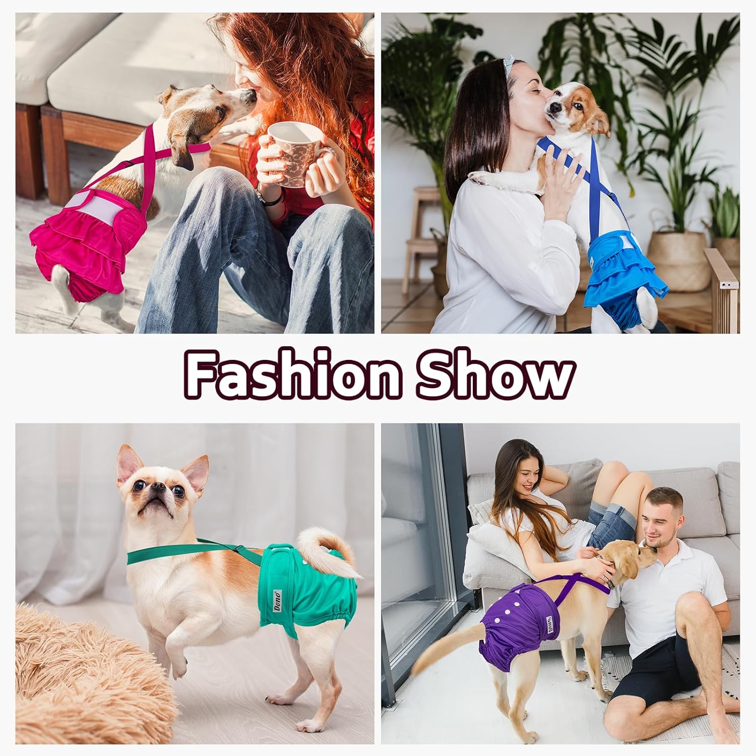 Thumbnail 6 de Dono Reusable Dog Nappies for Seasons (4 pcs) – Super Absorbent Puppy Pants for Female Dogs, XS–XL