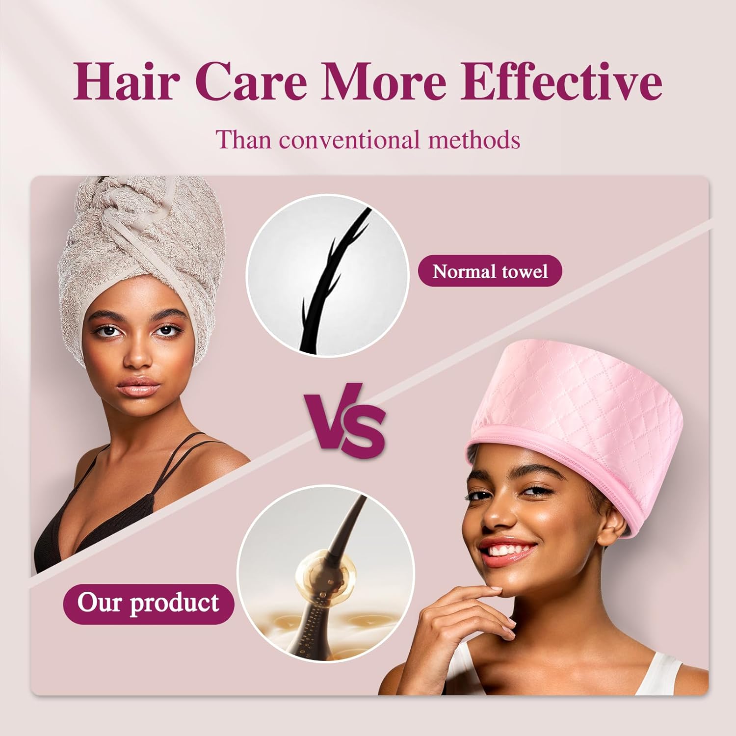 Detalle de AOPOW Hair Cap Treatment Steamer – Deep Conditioning Thermal Heat Cap with 2 Temperature Modes (UK Plug)