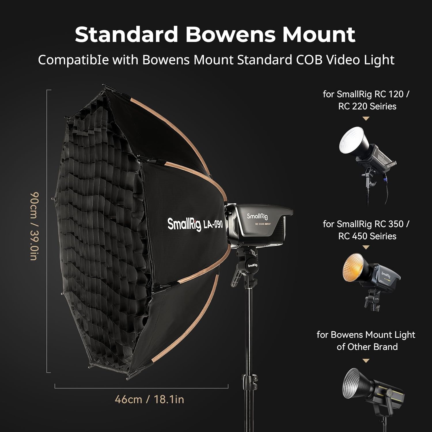 Thumbnail 2 de SMALLRIG 35" / 90 cm Parabolic Softbox LA-O90 (Quick Release, Bowens) für COB-Lampen