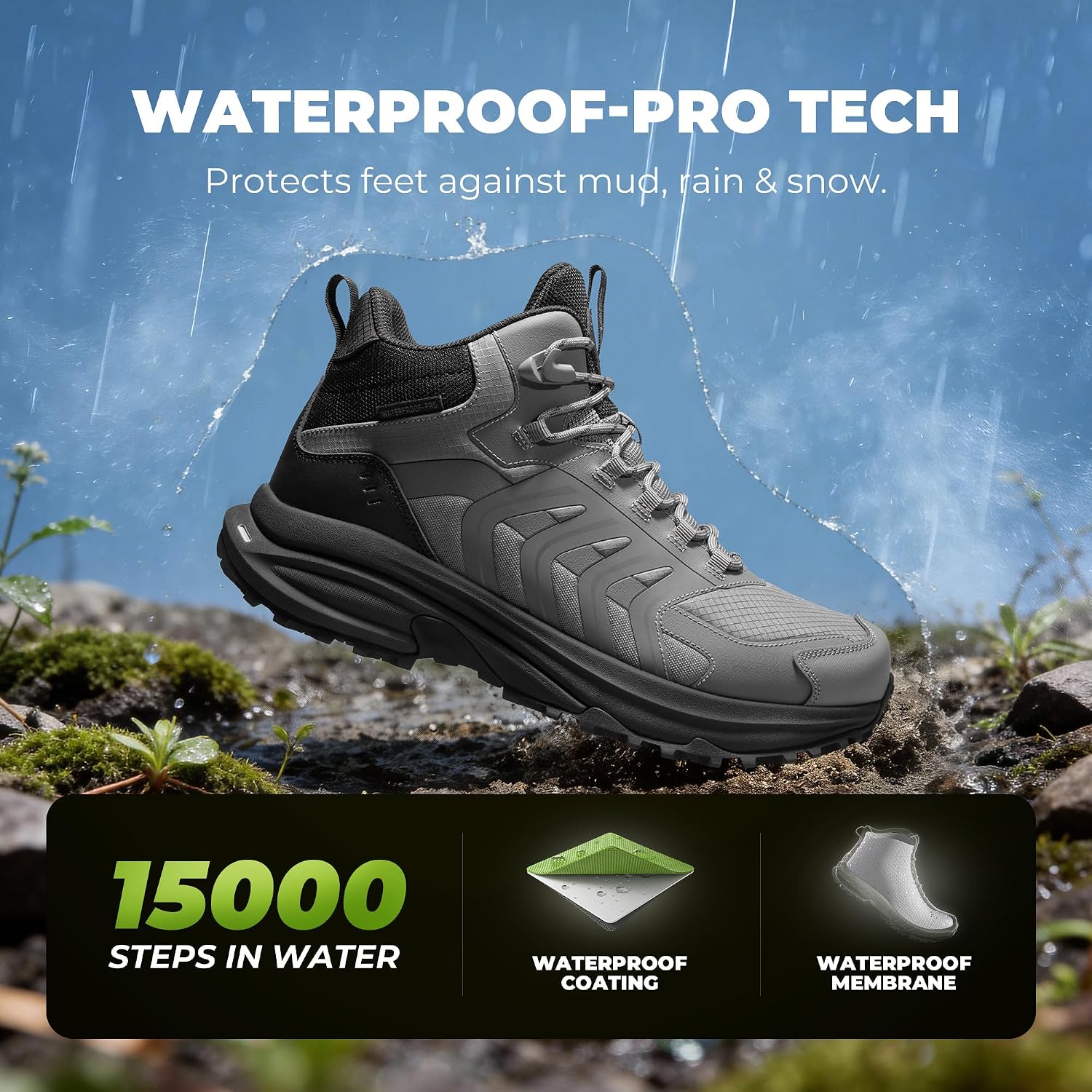 Thumbnail 6 de NORTIV 8 Men’s Waterproof PRO Hiking Boots (Armadillo FieldLite) with Rebound Tech