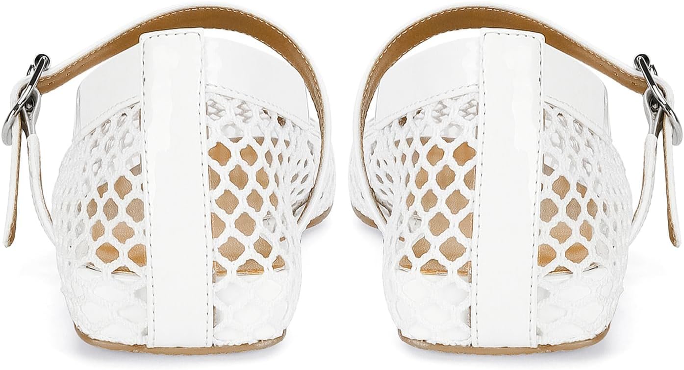 Detalle de DOEYG Mesh Ballet Flats for Women with Buckle Strap