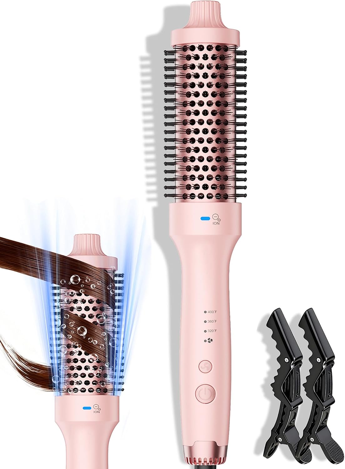 Detalle de VIKICON PRO 1.5-Inch Heated Round Brush, Pink, Dual Ions and Airflow Heat