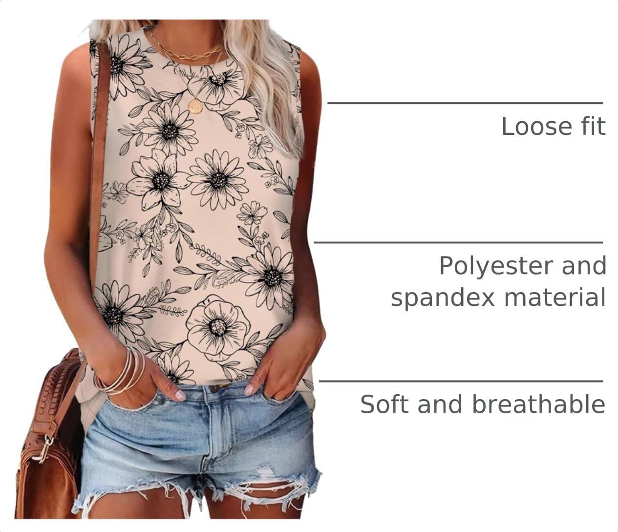 Detalle de Sampeel Women’s Eyelet Crew Neck Tank Tops — Loose, Sleeveless Summer Casual Shirts