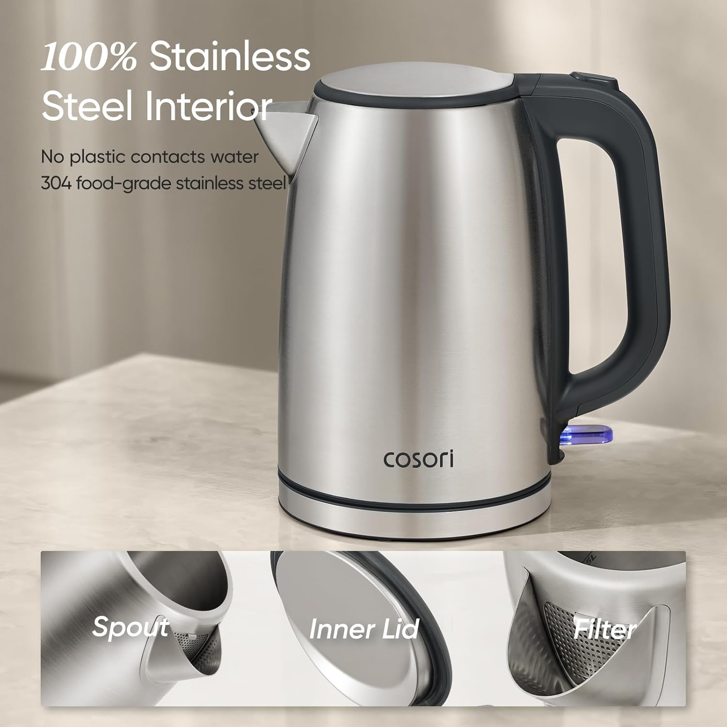 Detalle de COSORI electric kettle 1.7L for fast boiling