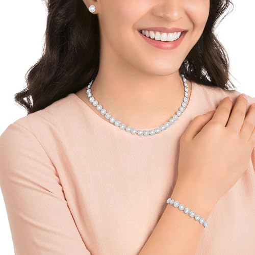 Thumbnail 10 de Swarovski Set Angelic: bracciale e collana in cristallo bianco, taglio round, placcatura rodio