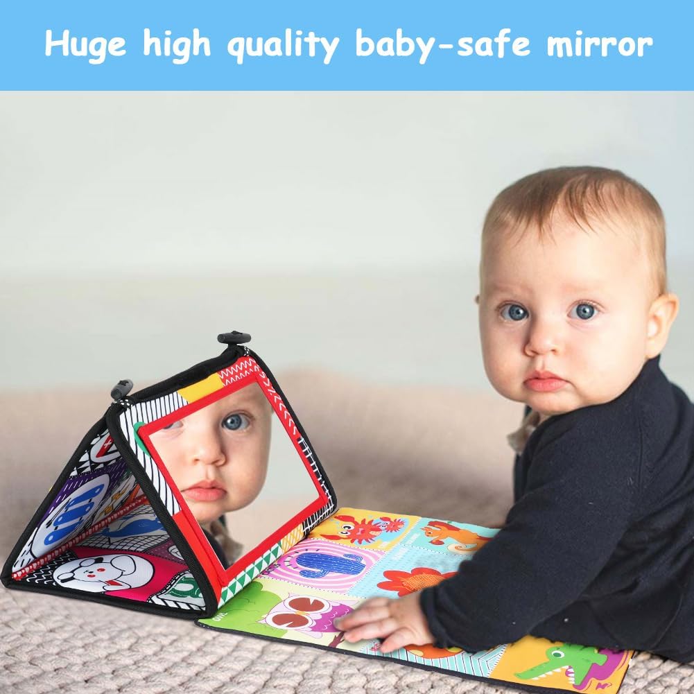 Thumbnail 5 de Aolso Giochi Montessori Libro di Stoffa con Specchio per Neonato 0-12 Mesi (tummy time e stimoli visivi)