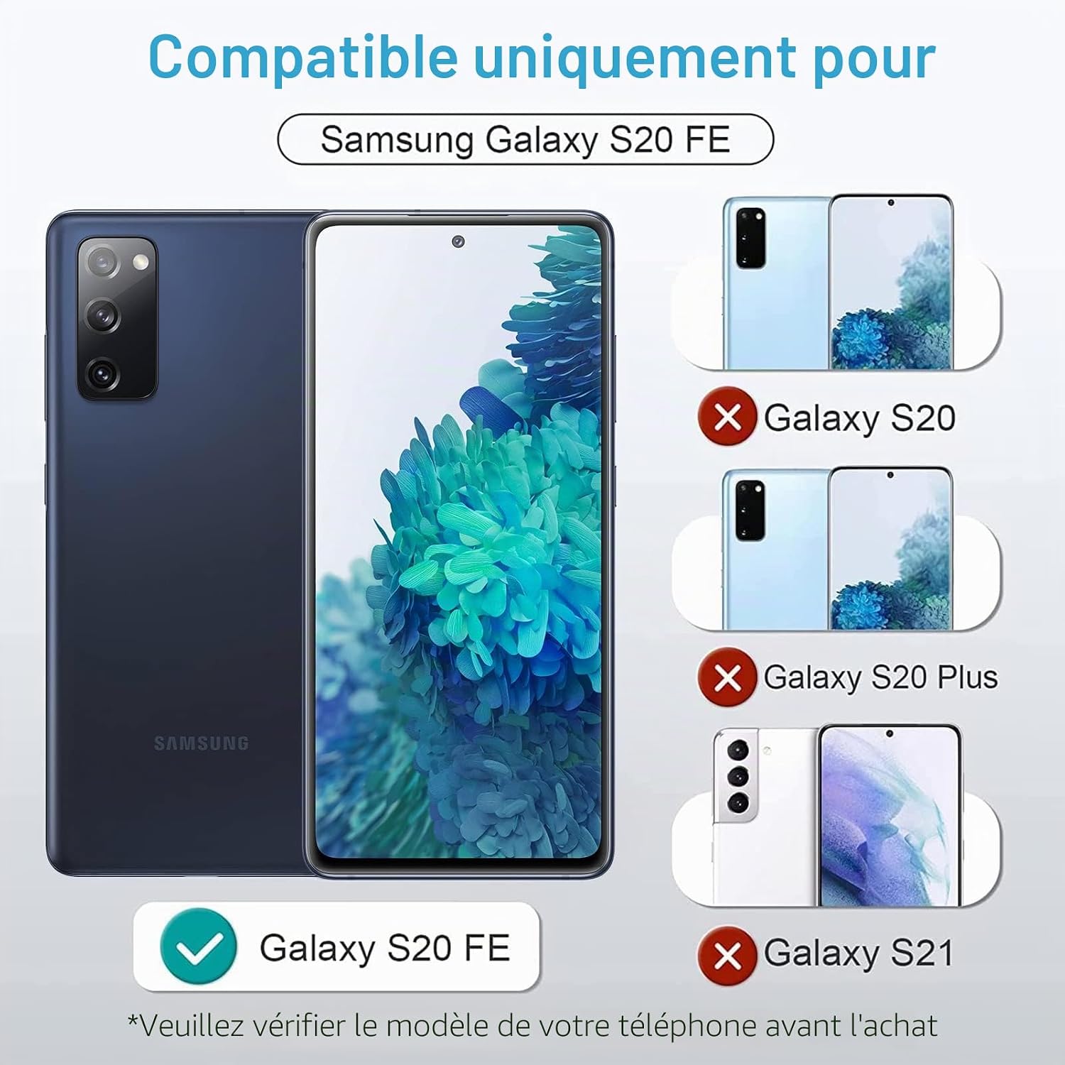 Detalle de LK 3+3 Verre Trempé Compatible Samsung Galaxy S20 FE – 3 protections écran et 3 protecteurs caméra avec cadre d’installation