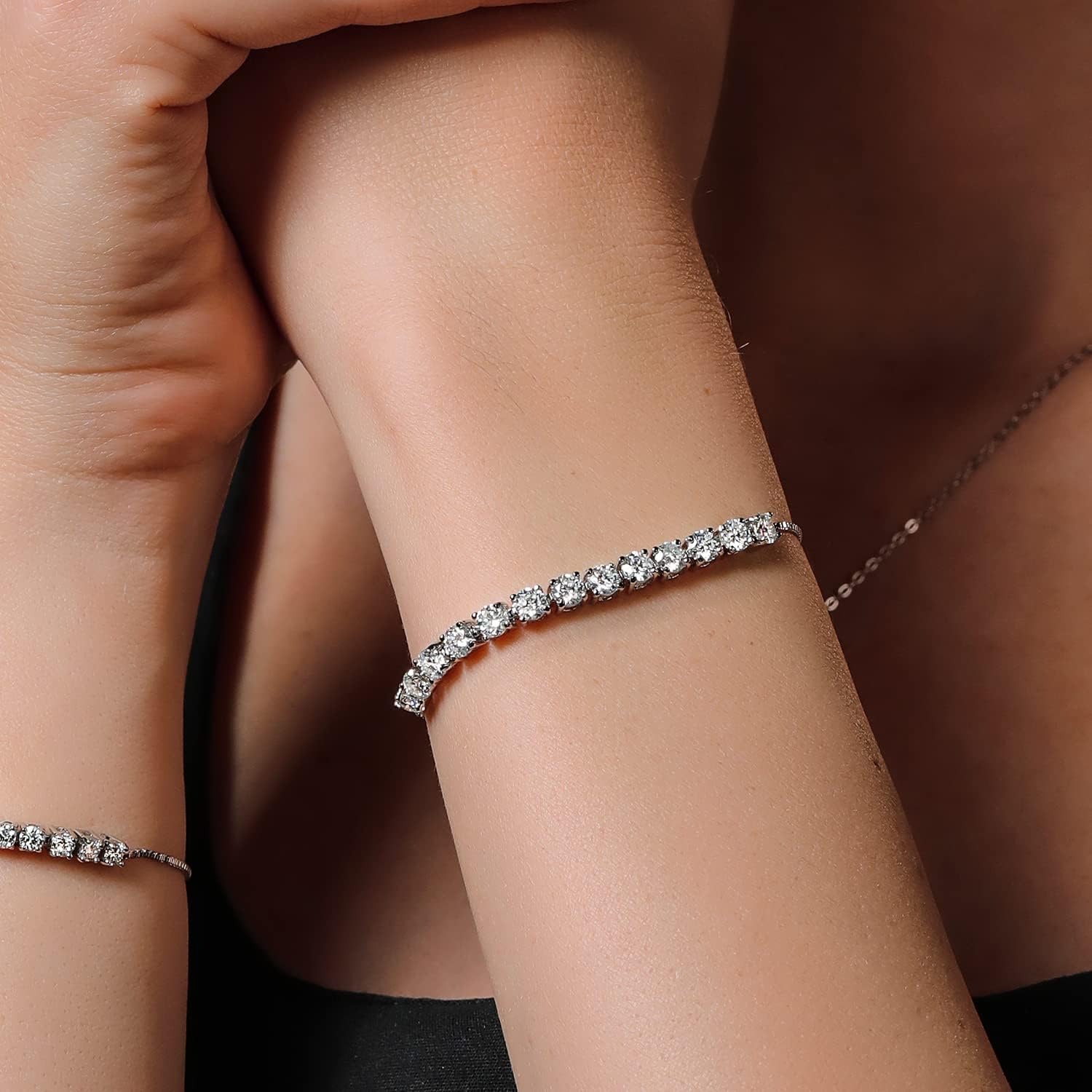 Detalle de Gem Stone King Moissanite Tennis Bracelet 4mm