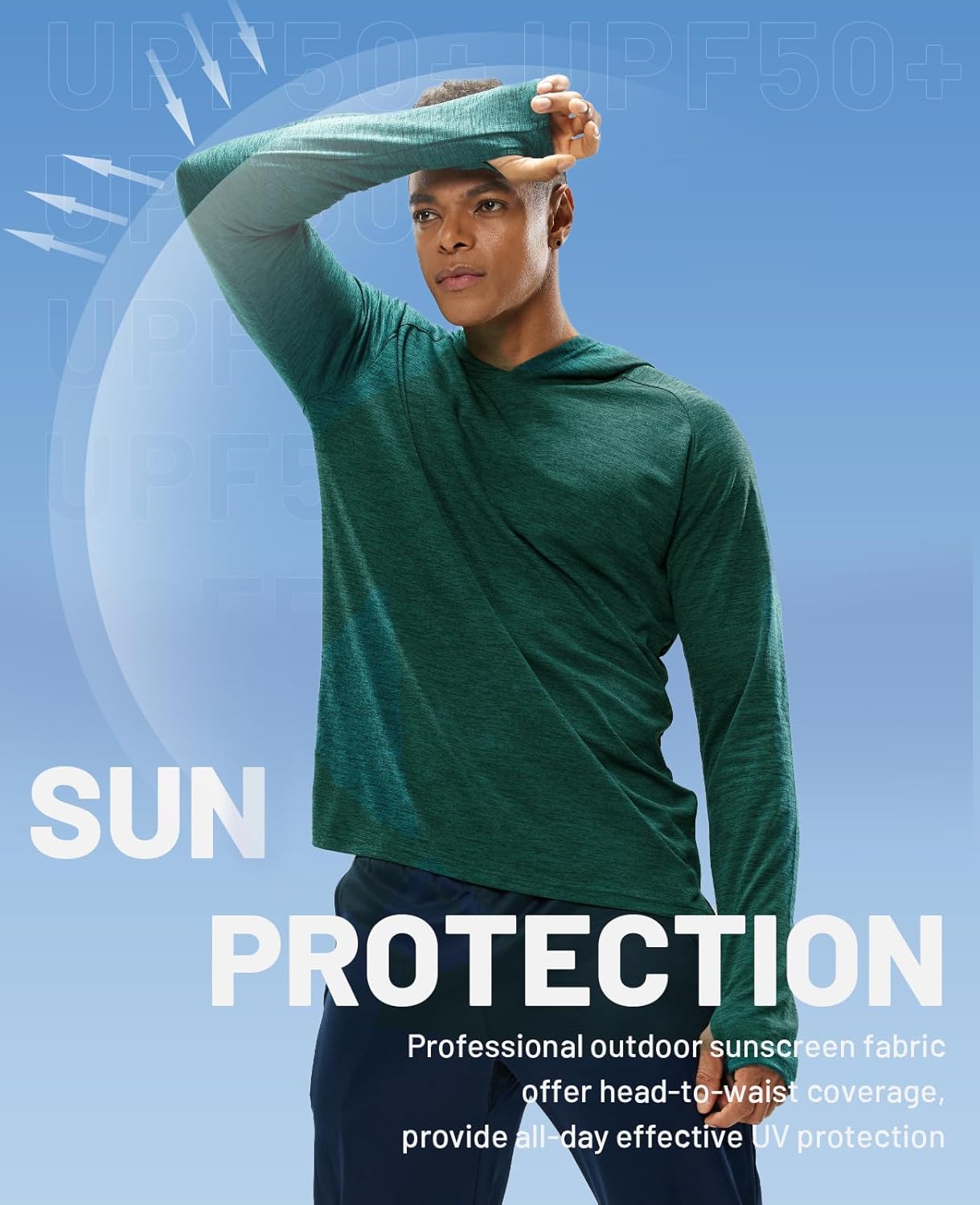 Thumbnail 2 de MIER Men's UPF 50+ Sun Protection Hoodie Long Sleeve with Hood and Thumbholes