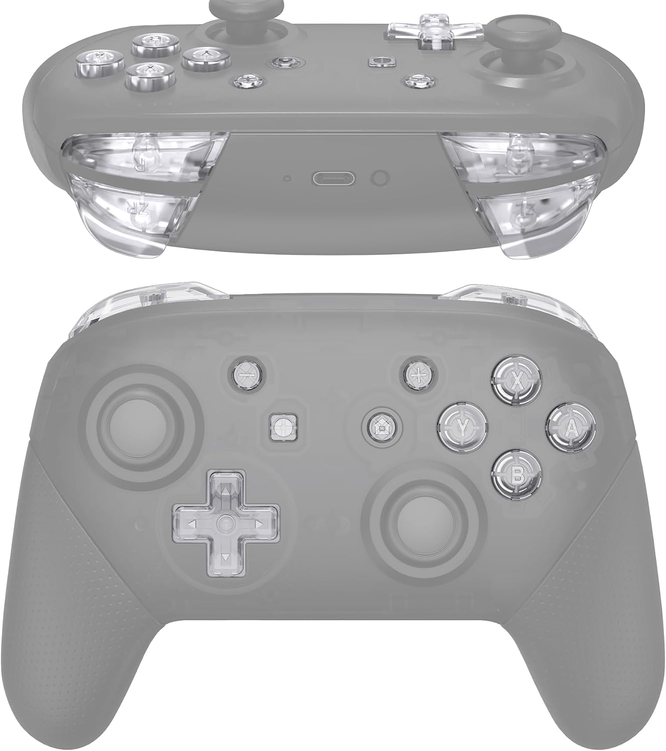 Detalle de eXtremeRate Crystal Clear Repair ABXY D-pad ZR ZL L R Keys for Nintendo Switch Pro Controller (DIY Replacement)