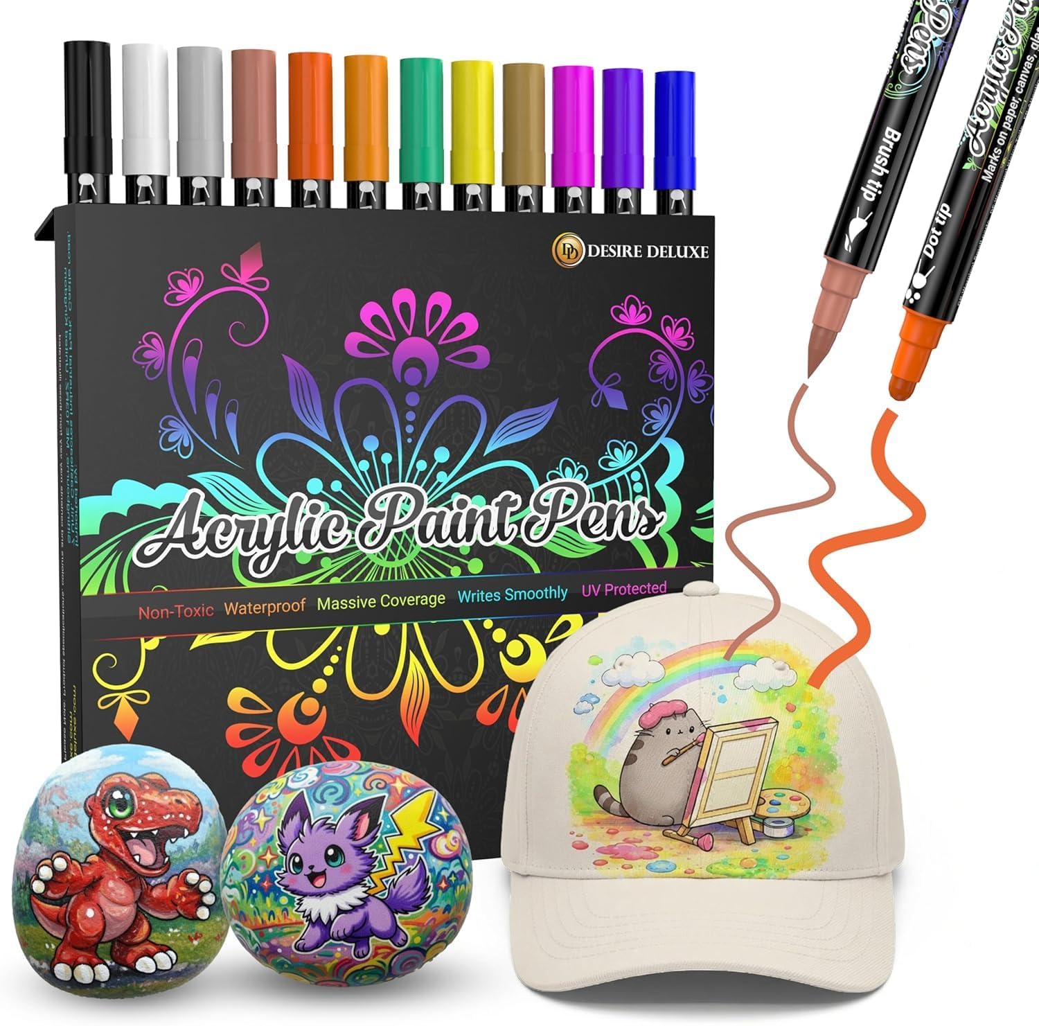 Detalle de Desire Deluxe Acrylfarbenstifte – 12-farbiges Set, ungiftig auf Wasserbasis