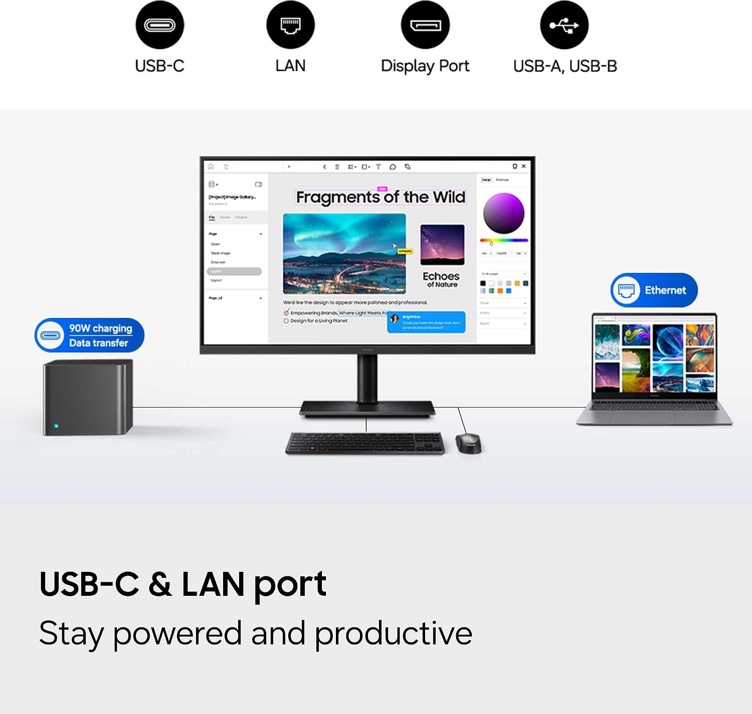 Detalle de Samsung 32" ViewFinity S8 (S80UH): 4K UHD Performance with USB-C and Ergonomic Design