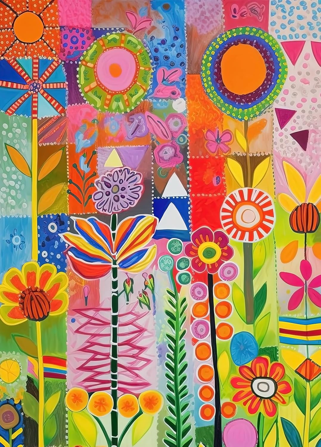 Detalle de Bullglesup 1000-Piece Jigsaw Puzzle: Colourful Flower Scene with Interlock and Back-Letter Aids