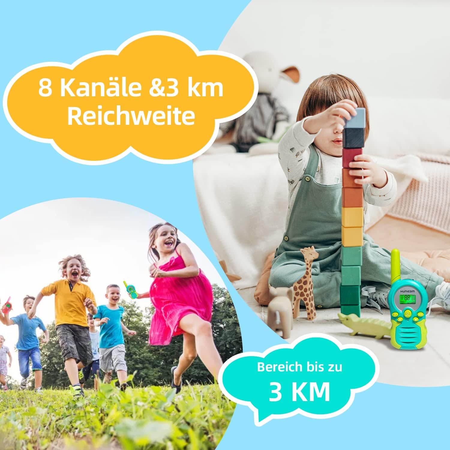 Thumbnail 4 de Walkie Talkies Wiederaufladbar für Kinder – PMR Woki Toki Radio, 3+ km Reichweite, 8 Kanäle