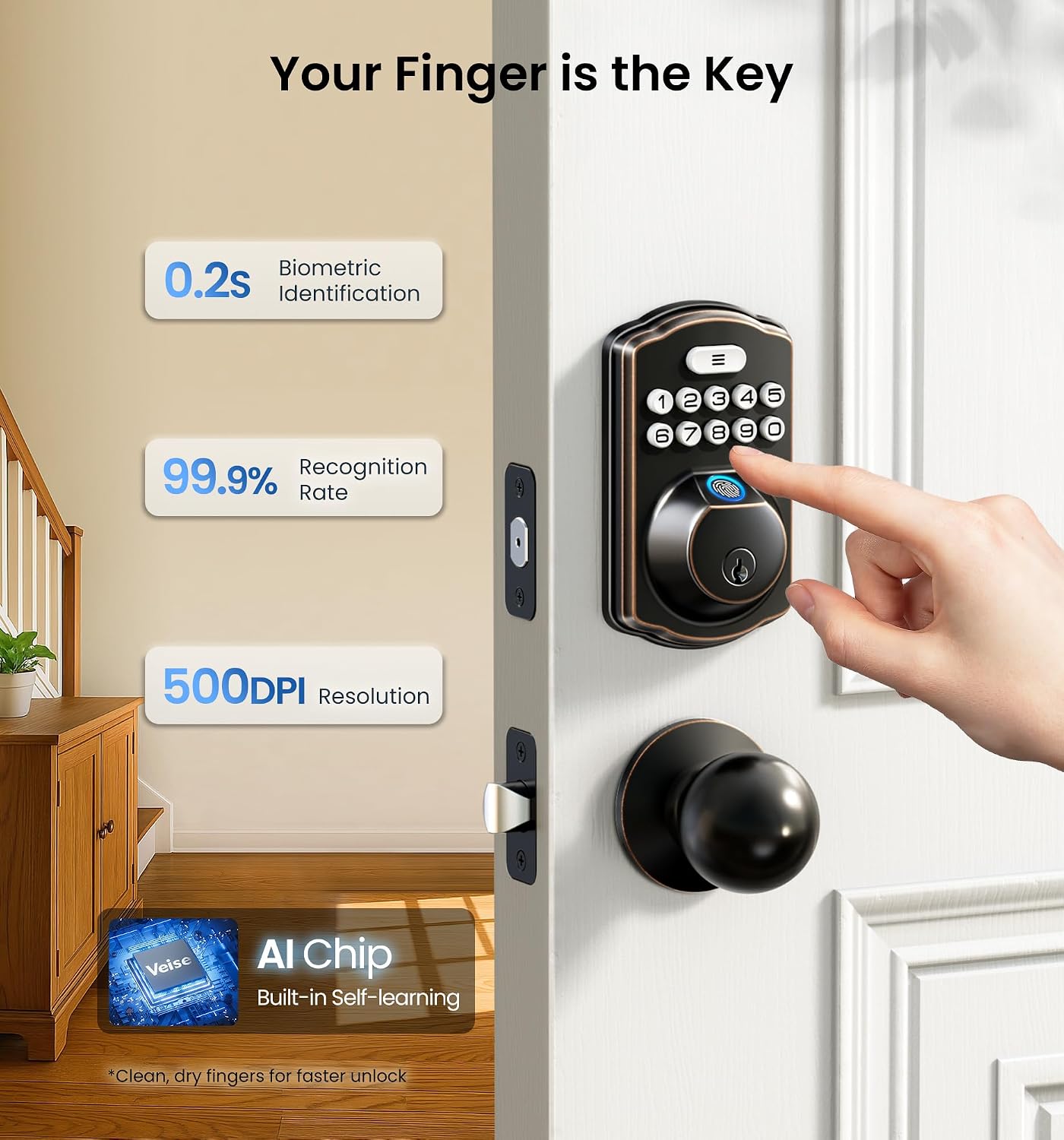 Detalle de Veise Fingerprint Door Lock KS02A
