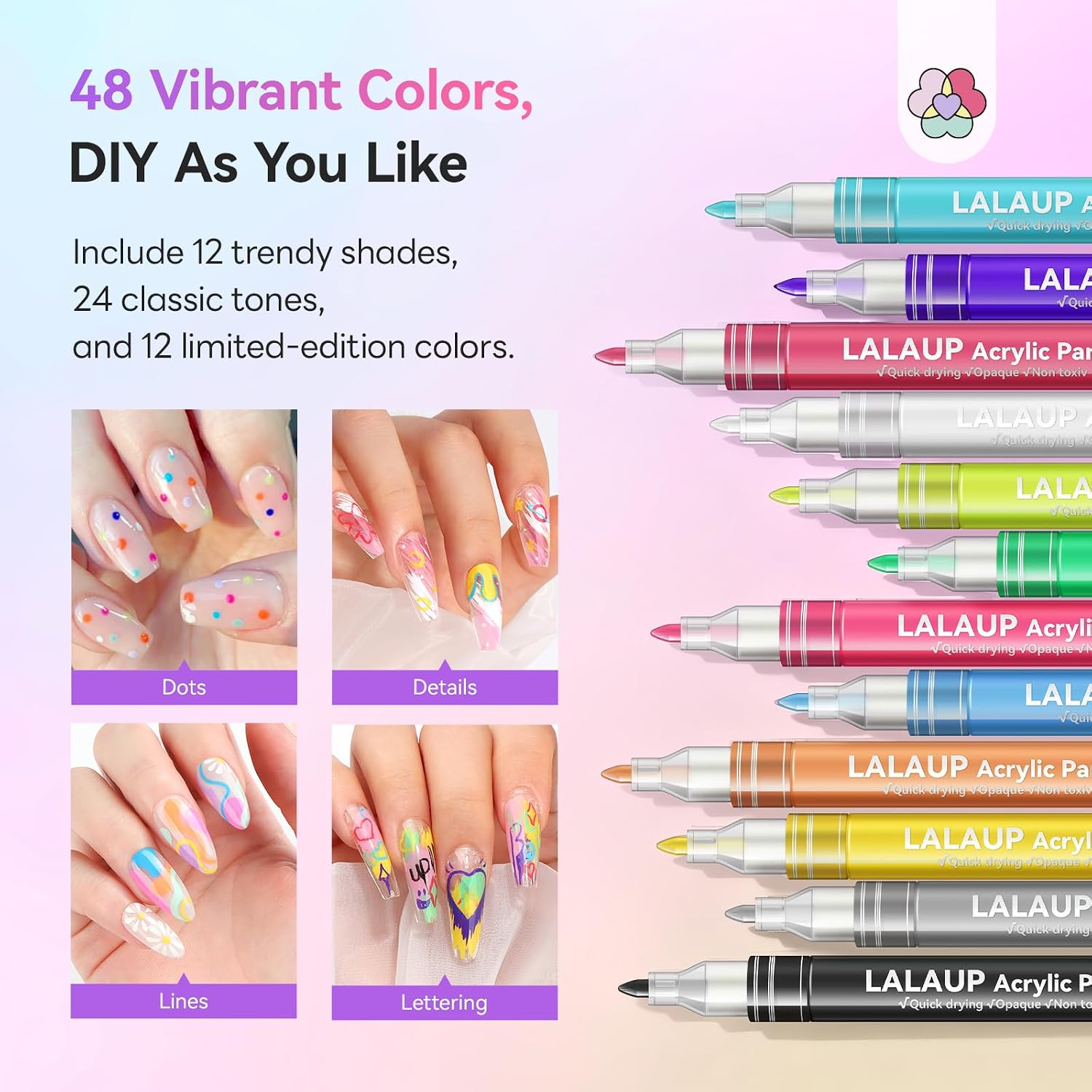 Detalle de Saviland Nail Art Pens Set 48 Colors