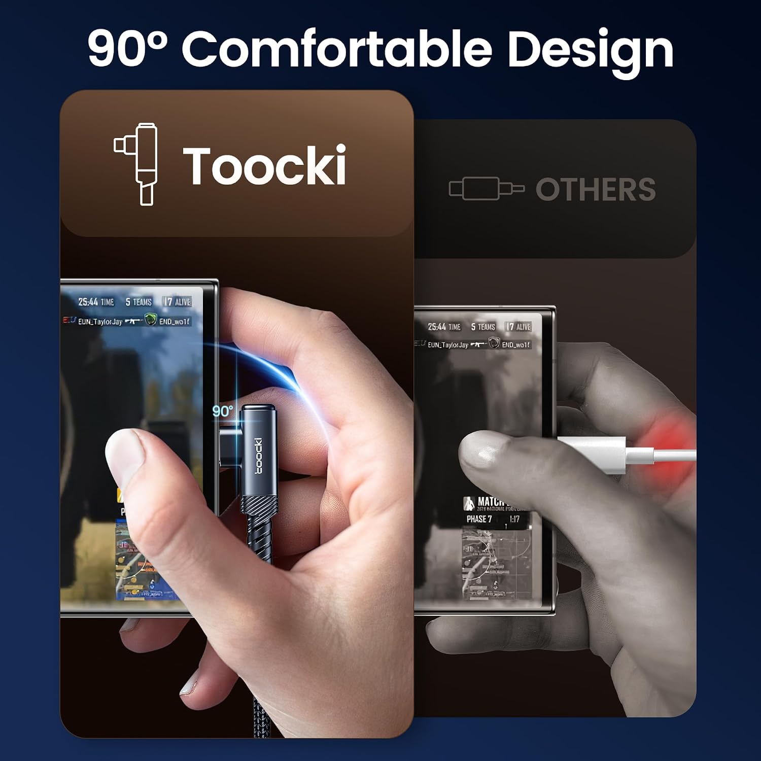 Detalle 2 de toocki USB-C-Kabel 3M 3A USB-A auf USB-C