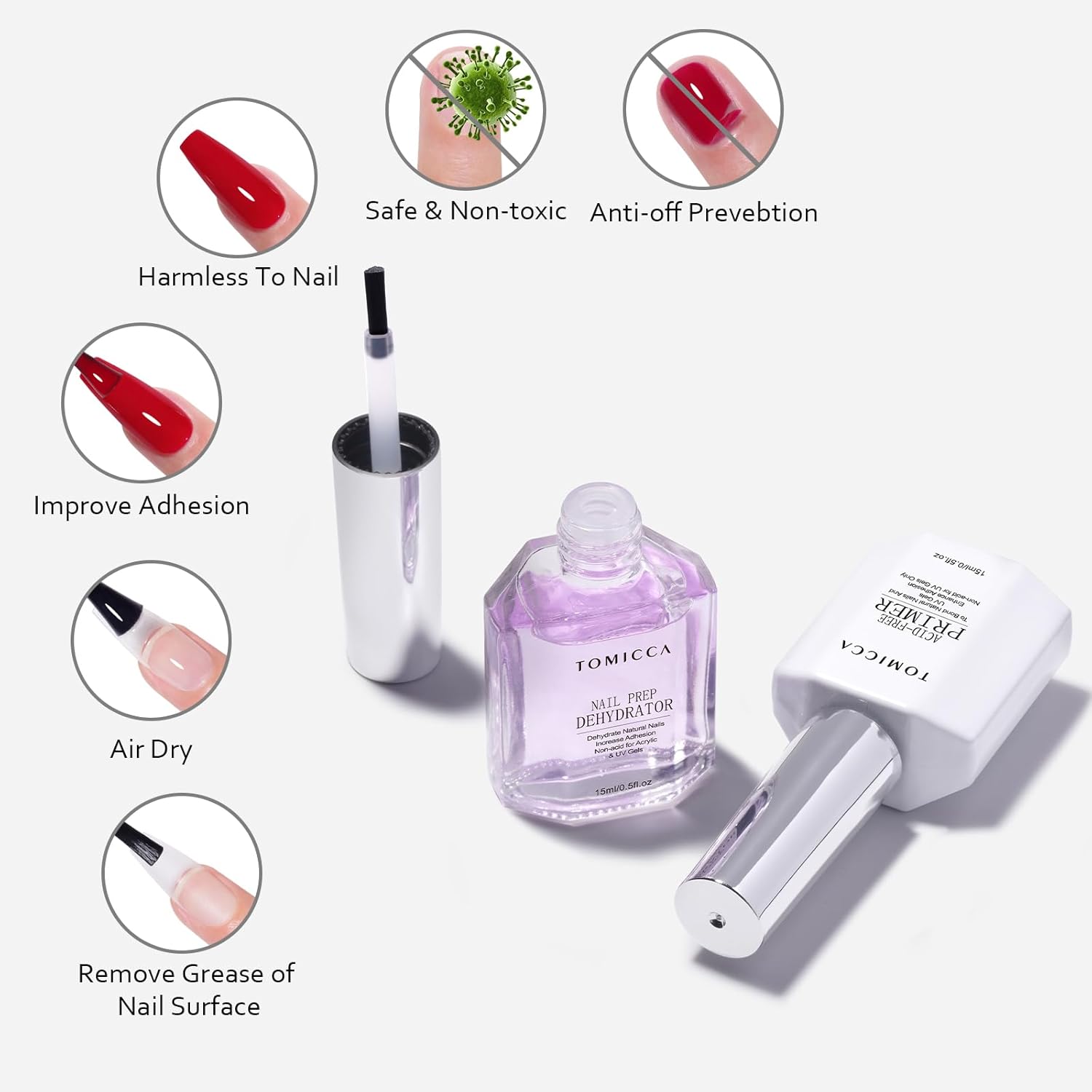 Thumbnail 4 de TOMICCA Primer Ongle Gel UV et Nail Déshydrateur Set – 2×15 ml sans acide, séchage rapide