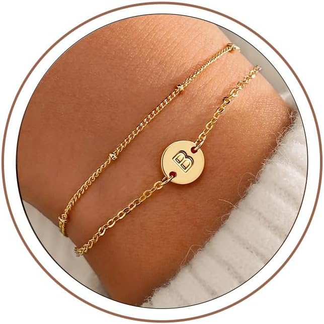Thumbnail 6 de TINGN Bracciale in oro con iniziale per donne e ragazze – 18 carati placcato oro, lunghezza regolabile