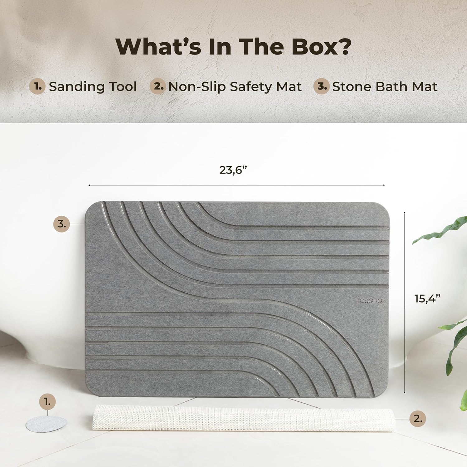 Thumbnail 5 de TOSORO Diatomaceous Bath Mat 23.5x15