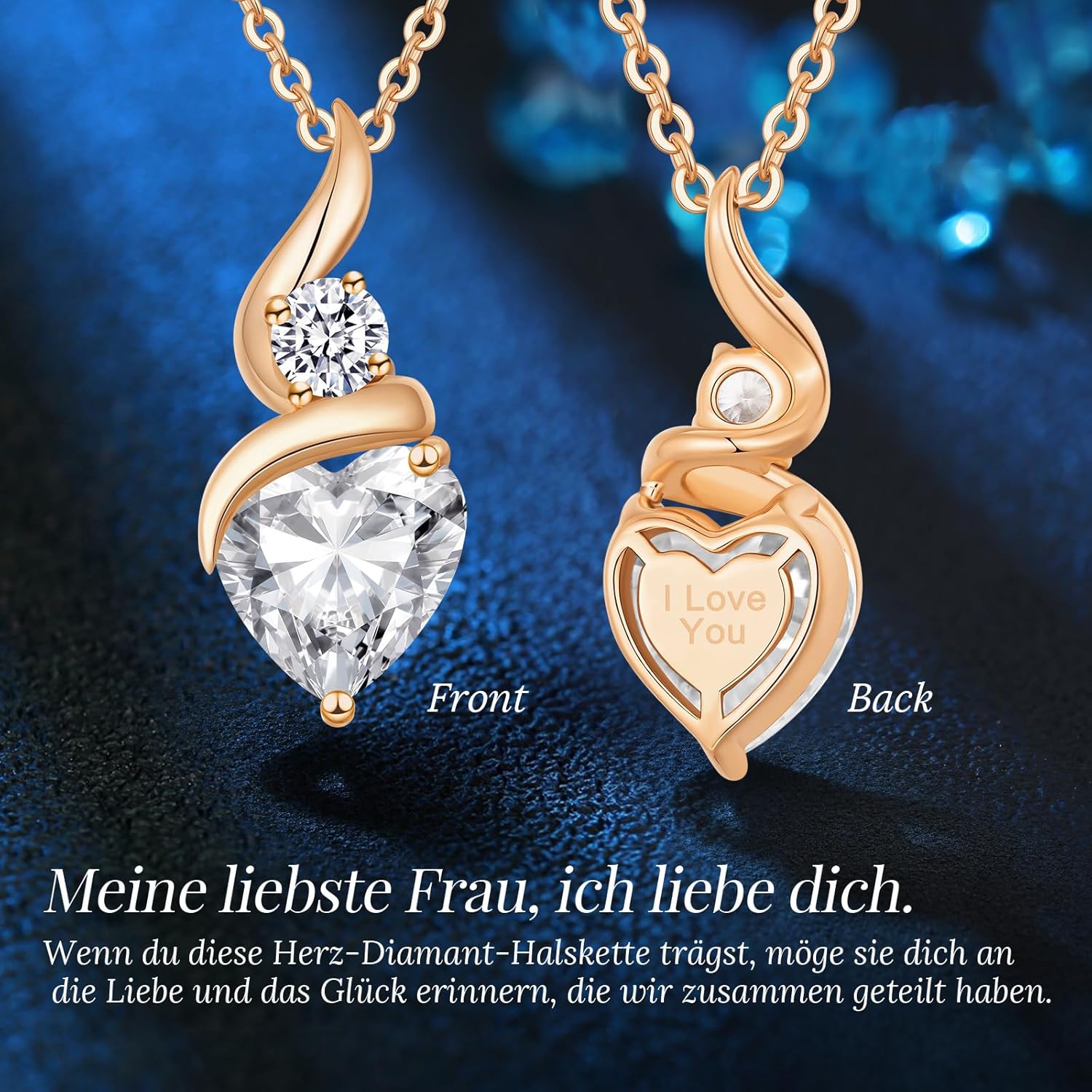 Thumbnail 4 de Louisa Secret Infinity Herz Kette – Anhänger mit Geburtsstein, 925 Sterling Silber, Roségold plattiert