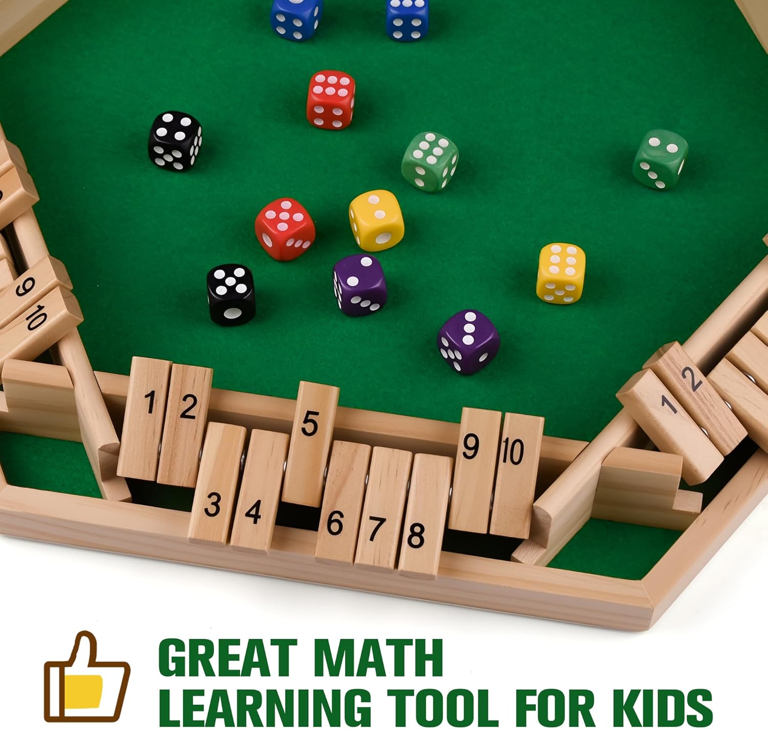 Detalle de Havnidy Shut the Box : jeu de dés classique en bois pour 6 joueurs