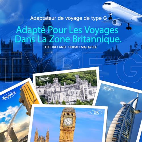Detalle de Gonew21 Adaptateur Prise Anglaise – 5-en-1 pour voyage