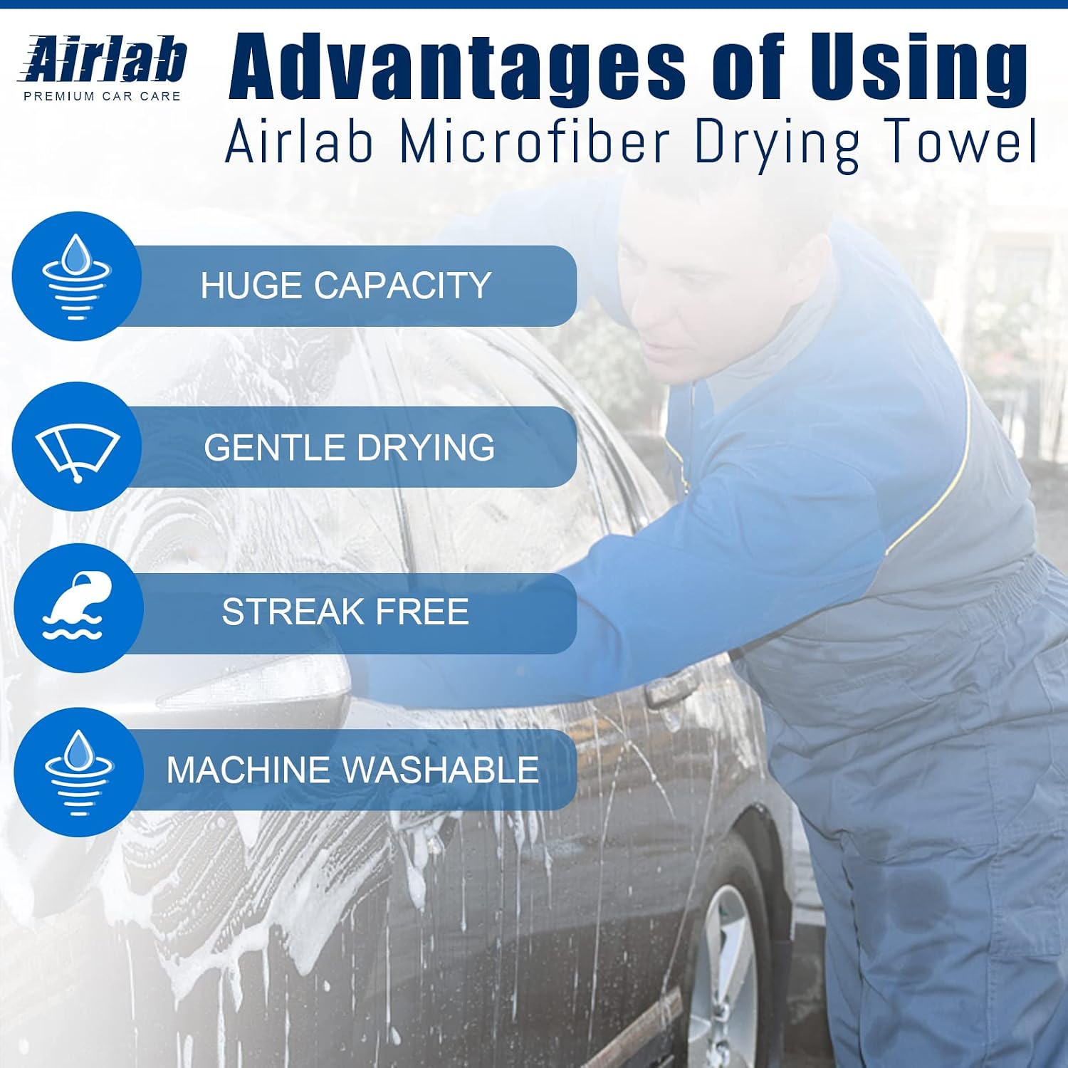 Thumbnail 6 de Airlab Microfibre Cloth XXL 90x60cm (Dual-Sided) – 500GSM drying and detailing towel