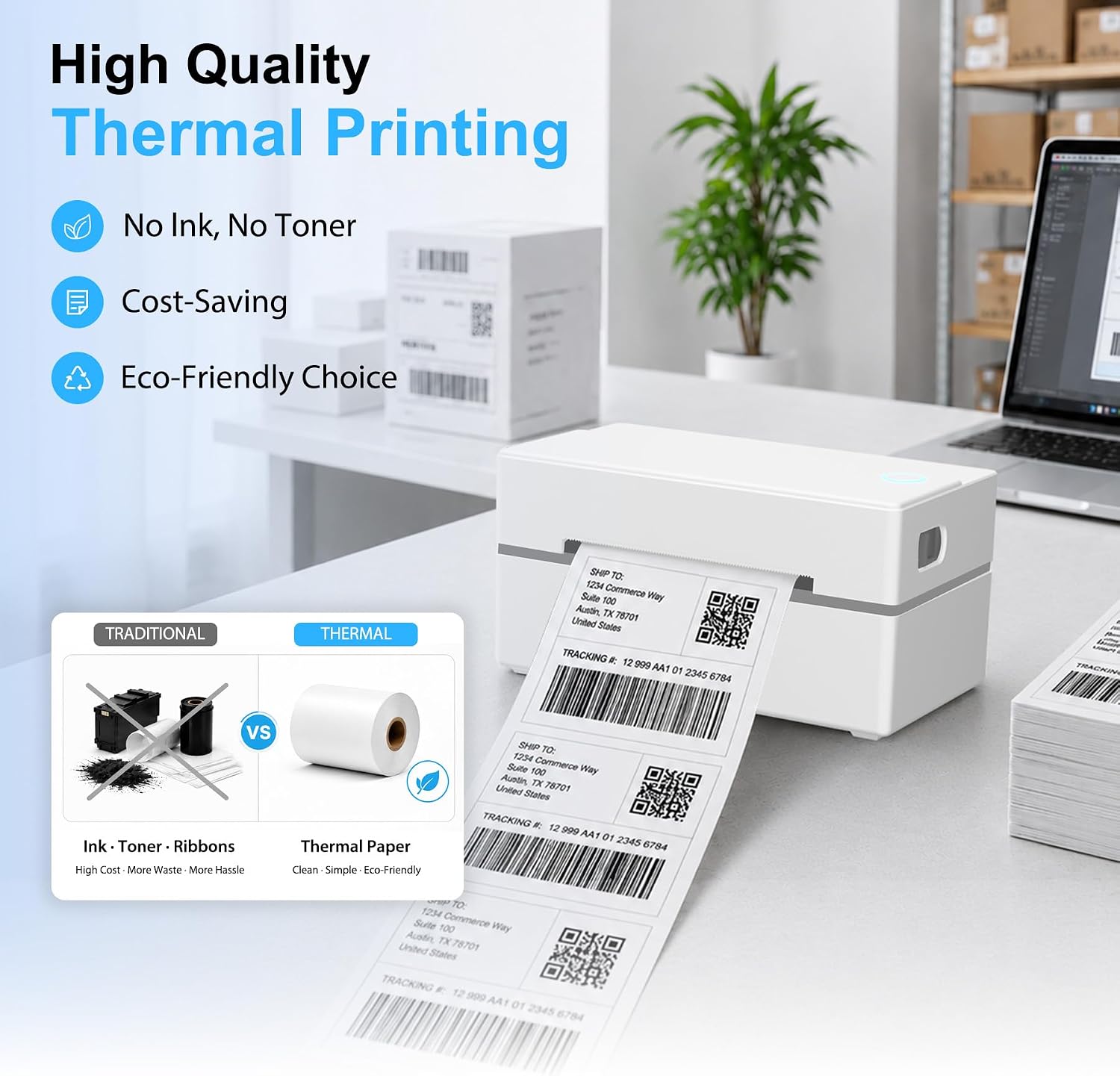 Thumbnail 1 de NULLTONEX Y813 4x6 Thermal Shipping Label Printer with Bluetooth and USB