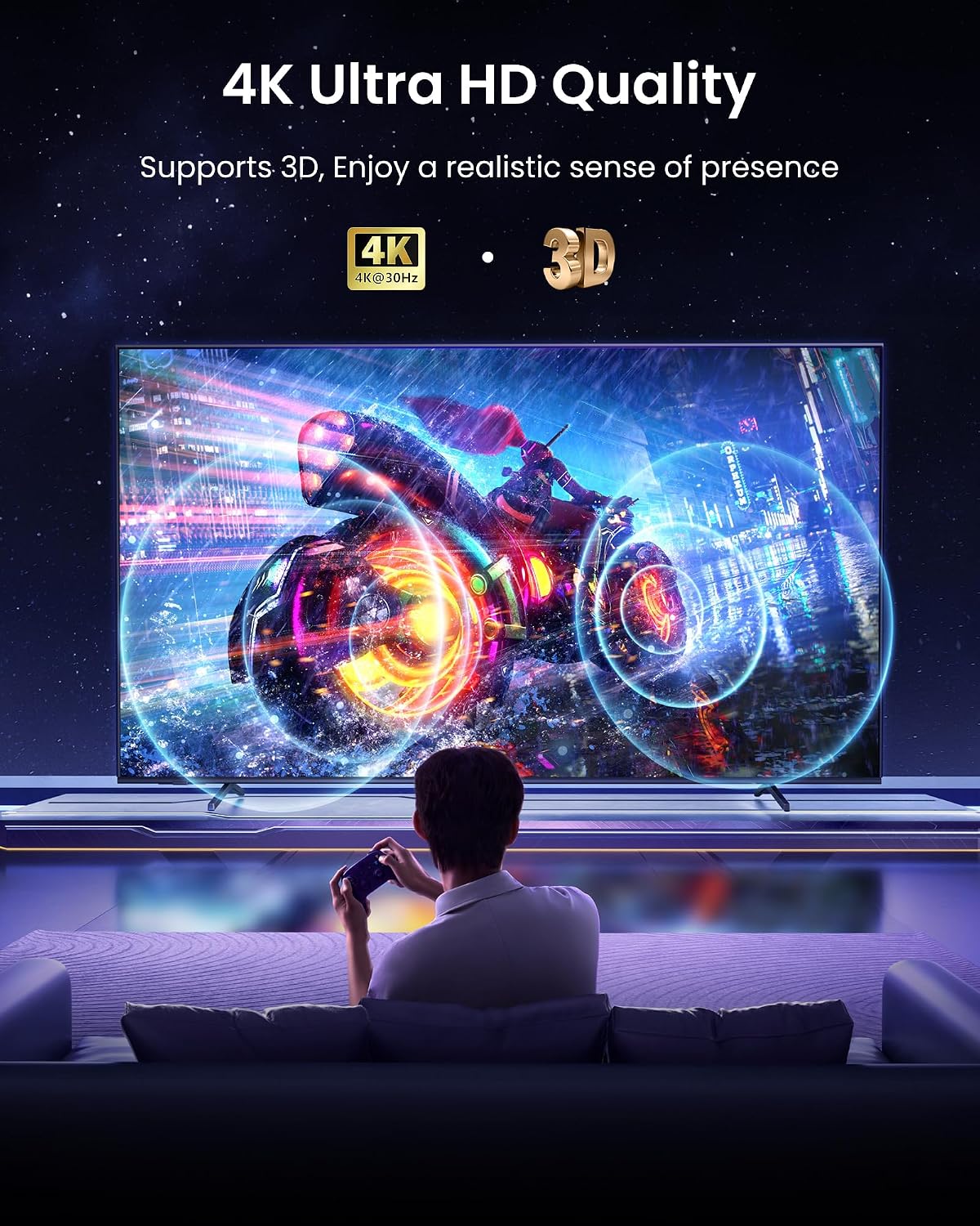 Detalle de NEWCARE HDMI Splitter 1×4 – Spiegelung in 4K, 1 Eingabe zu 4 Ausgaben