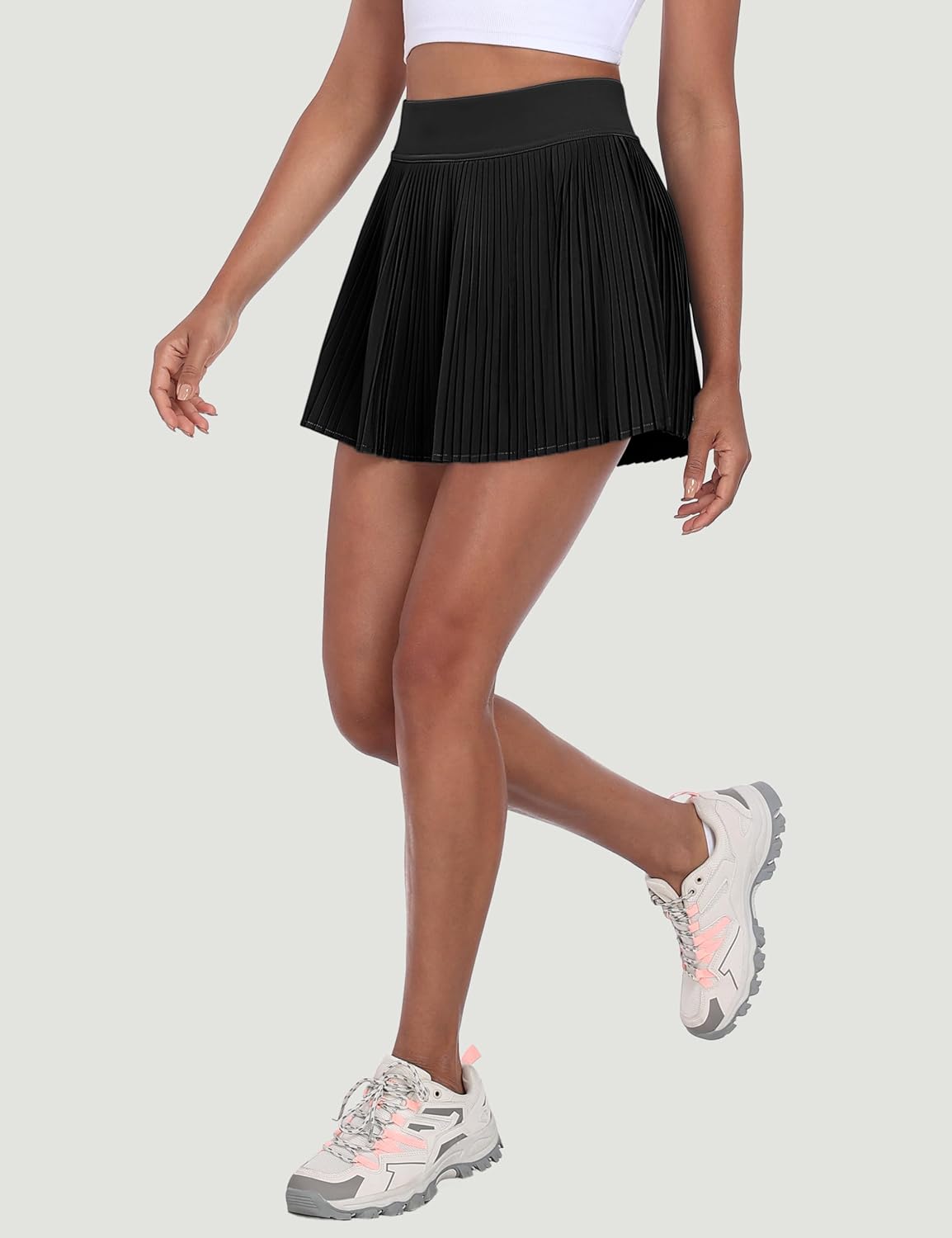 Detalle de Desol Jupe-plis tennis femme avec short intégré et poches – taille haute, polyvalente pour sport et quotidien