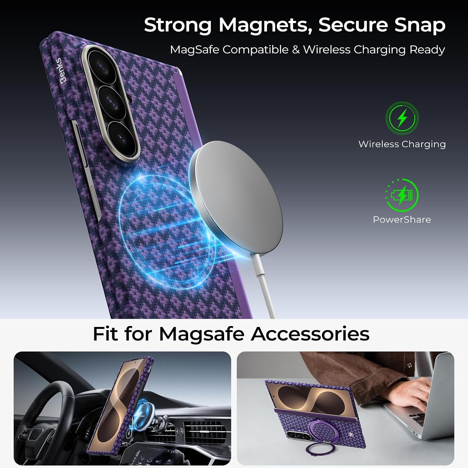 Detalle de BENKS ArmorGrid Air Grand Combo Case for Galaxy Z Fold 8 Ultra, Kevlar