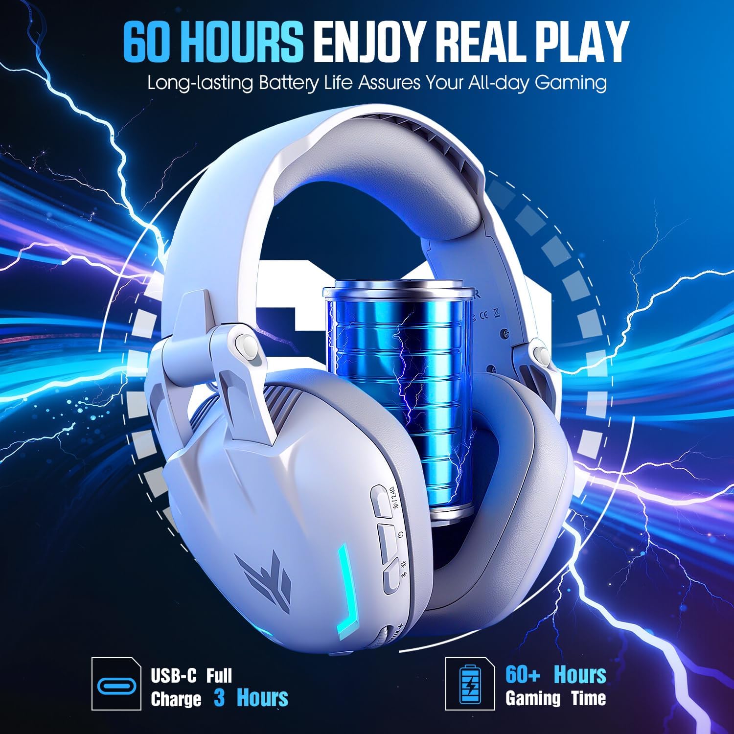 Detalle 2 de BENGOO Wireless Gaming Headset, 60-Hour Battery Life