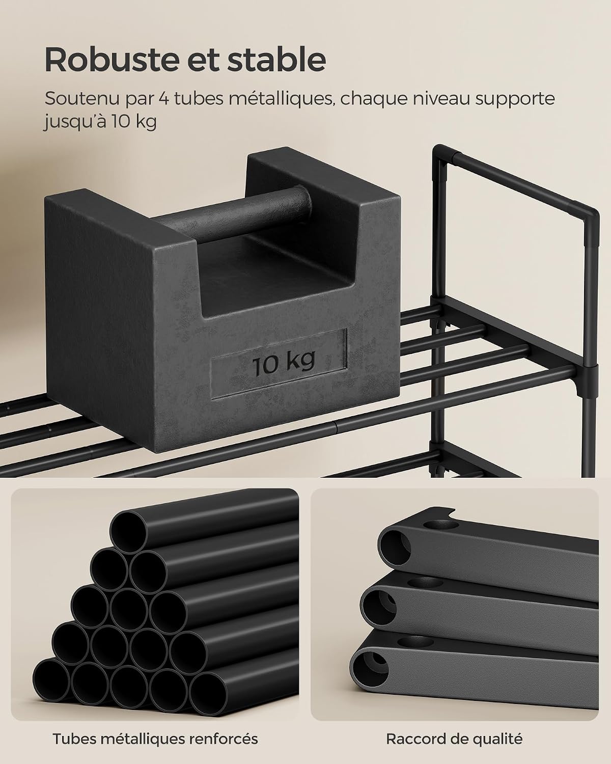 Thumbnail 5 de SONGMICS Étagère à Chaussures 2 Niveaux, Porte-Chaussures en Métal – LSA032B01