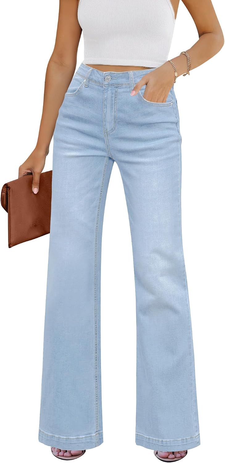 Detalle de GRAPENT Women's Flare Jeans, 33-Inch Inseam