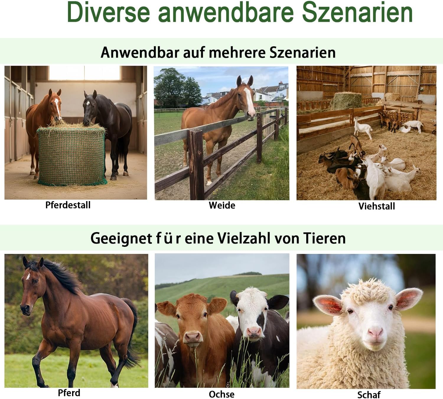 Detalle de HopesEager Heunetz Rundballen Ø120 cm – engmaschig, 120 cm hoch, 4,5 x 4,5 cm Maschenweite