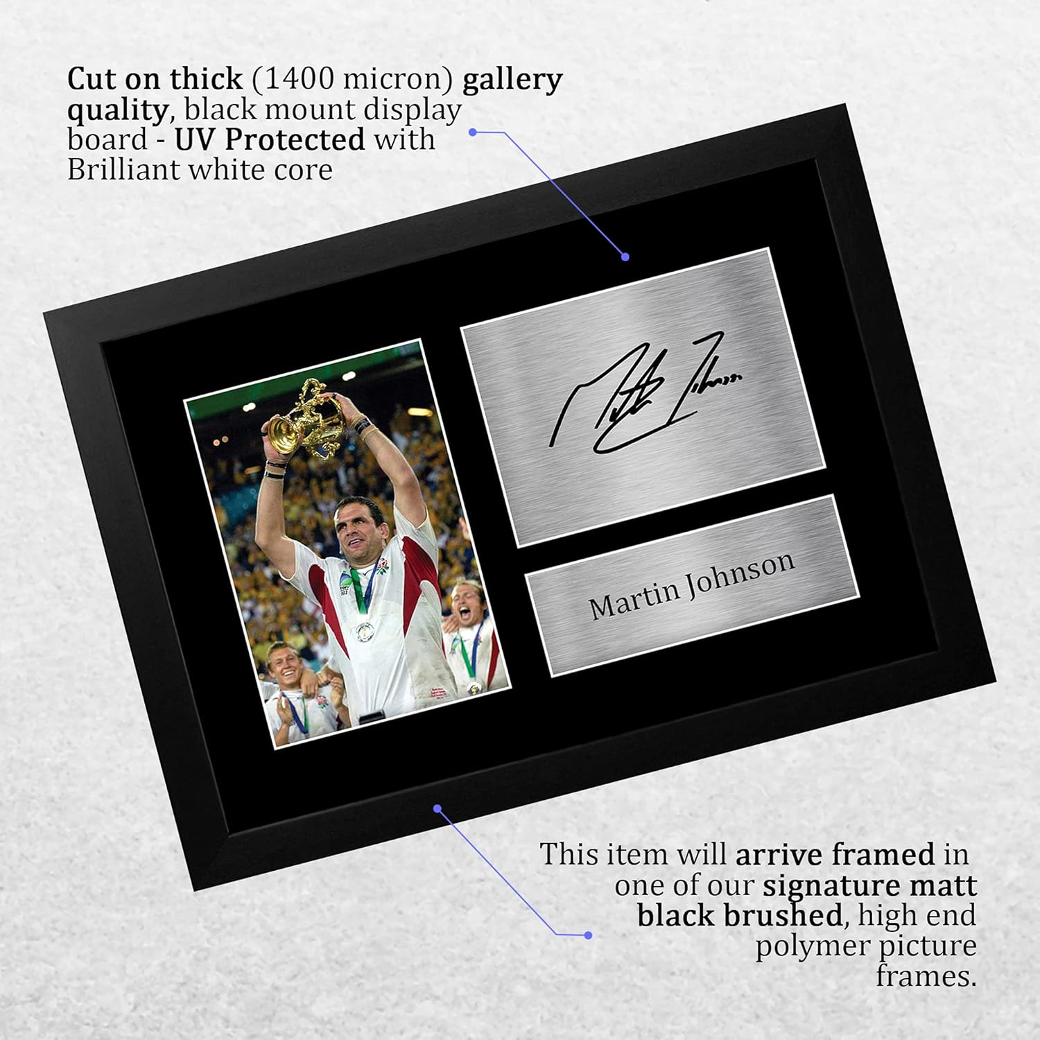 Thumbnail 2 de HWC Trading Martin Johnson England signed autograph photo gift (A4 framed)