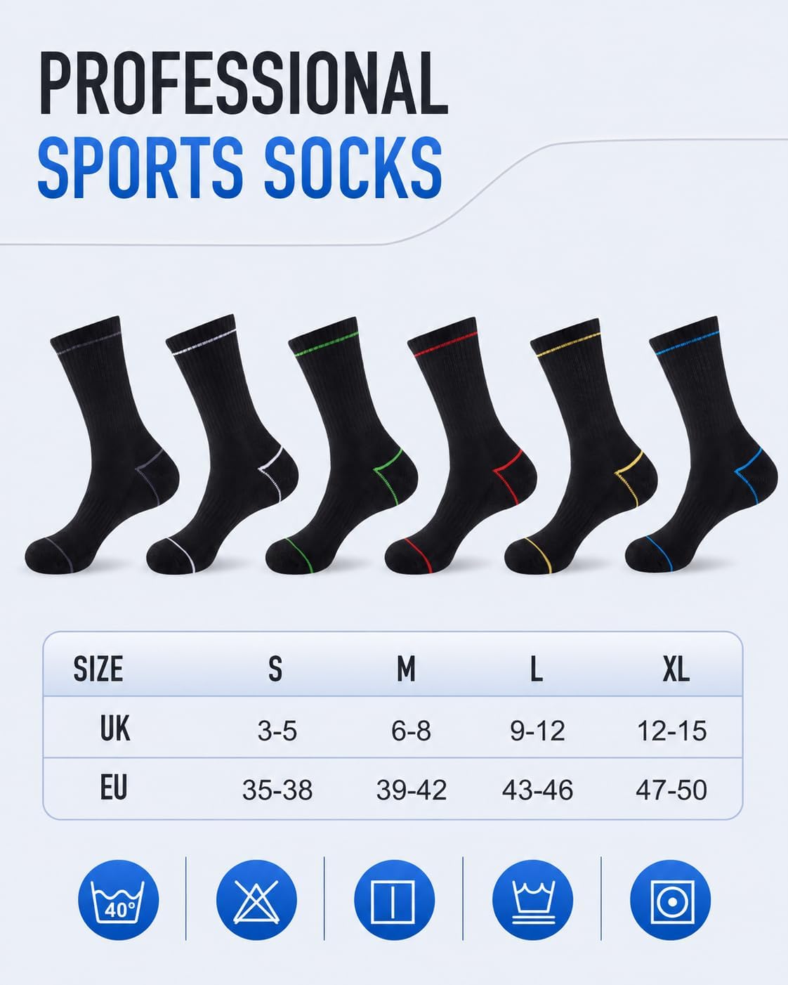 Thumbnail 6 de SukModen Padded Cotton Work Socks, 6/10 Pairs, Reinforced Heel and Toe