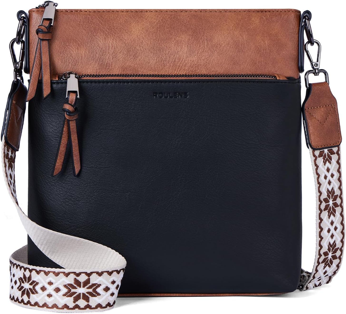 Detalle de Roulens Mittel Damen Umhängetaschen aus veganem Leder – leichte Crossbody Bag mit verstellbarem Gurt