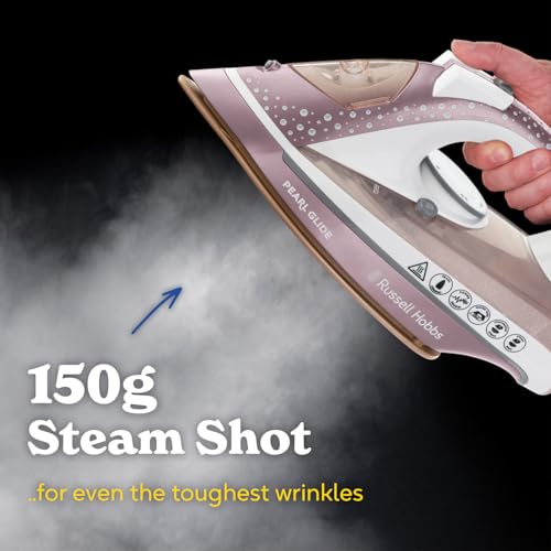Detalle de Russell Hobbs Pearl Glide Steam Iron with Pearl Infused Ceramic Soleplate