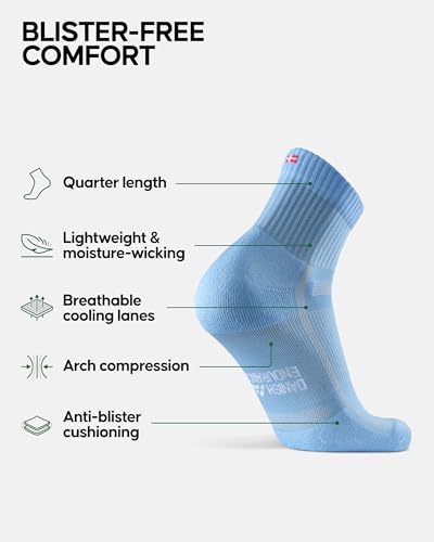 Detalle de DANISH ENDURANCE Cushioned Running Socks for Long Distances – Unisex, Light Blue (6–8), 3 or 5 Pack