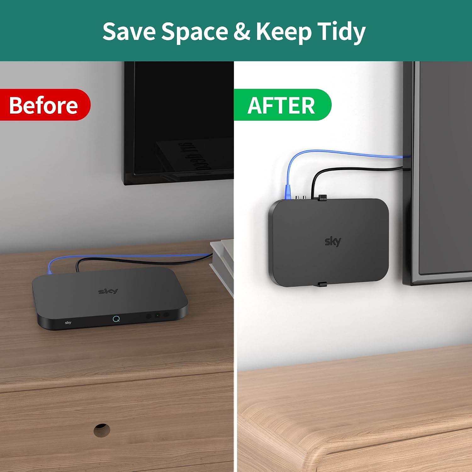 Thumbnail 2 de HomeMount Sky Q Box Wall Mount Bracket — Vertical Screw Fixing Behind TV