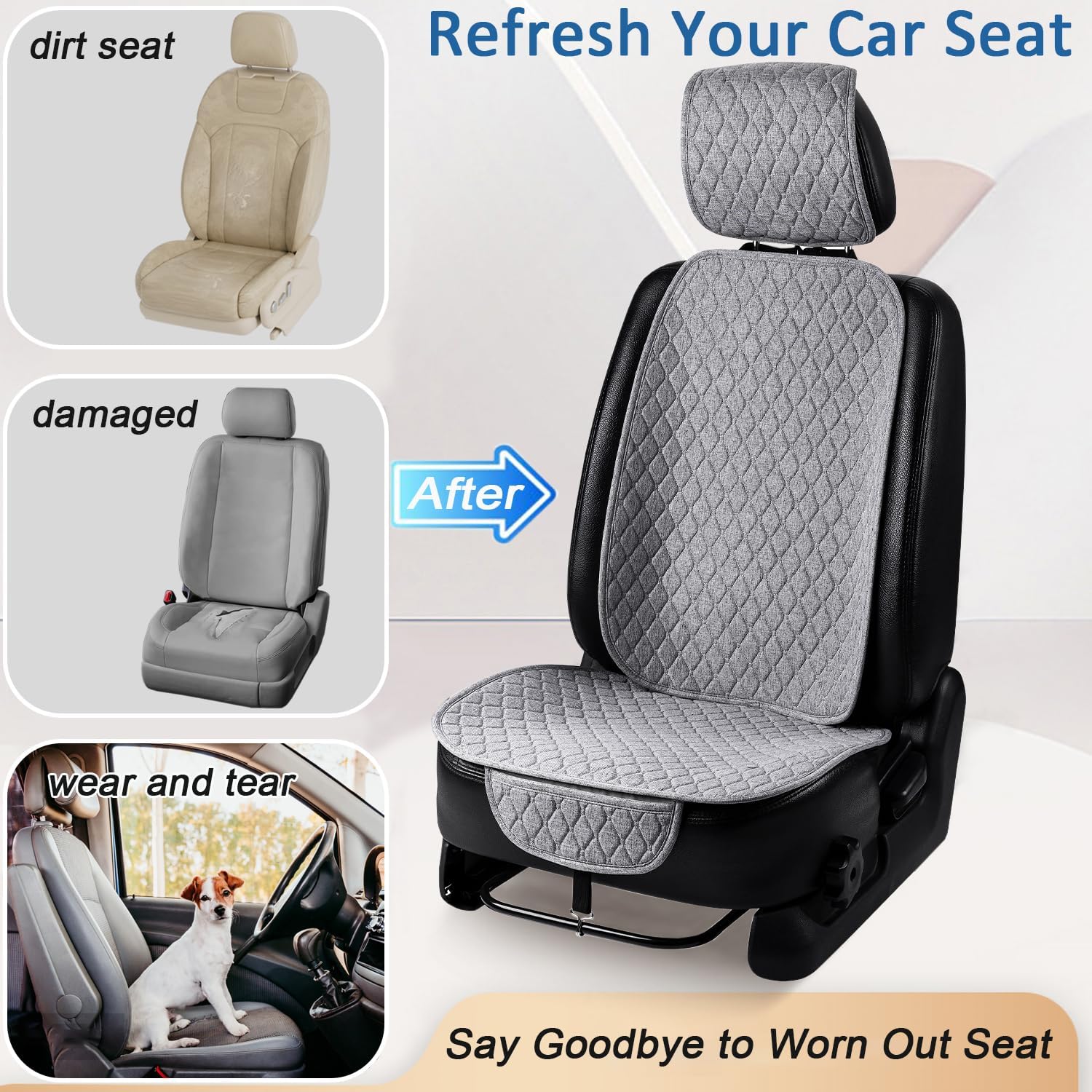 Detalle 1 de DECKALY Linen Front Seat Covers, 2-Pack