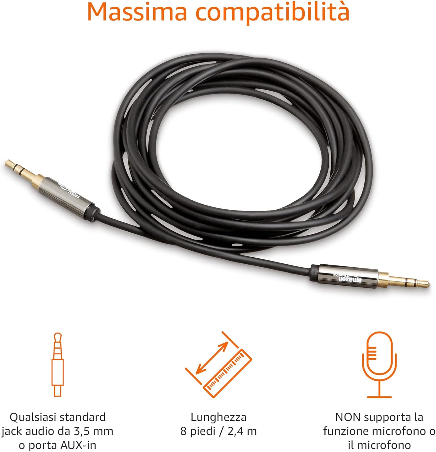 Detalle de Amazon Basics cavo audio stereo 3,5 mm maschio-maschio (2,4 m)