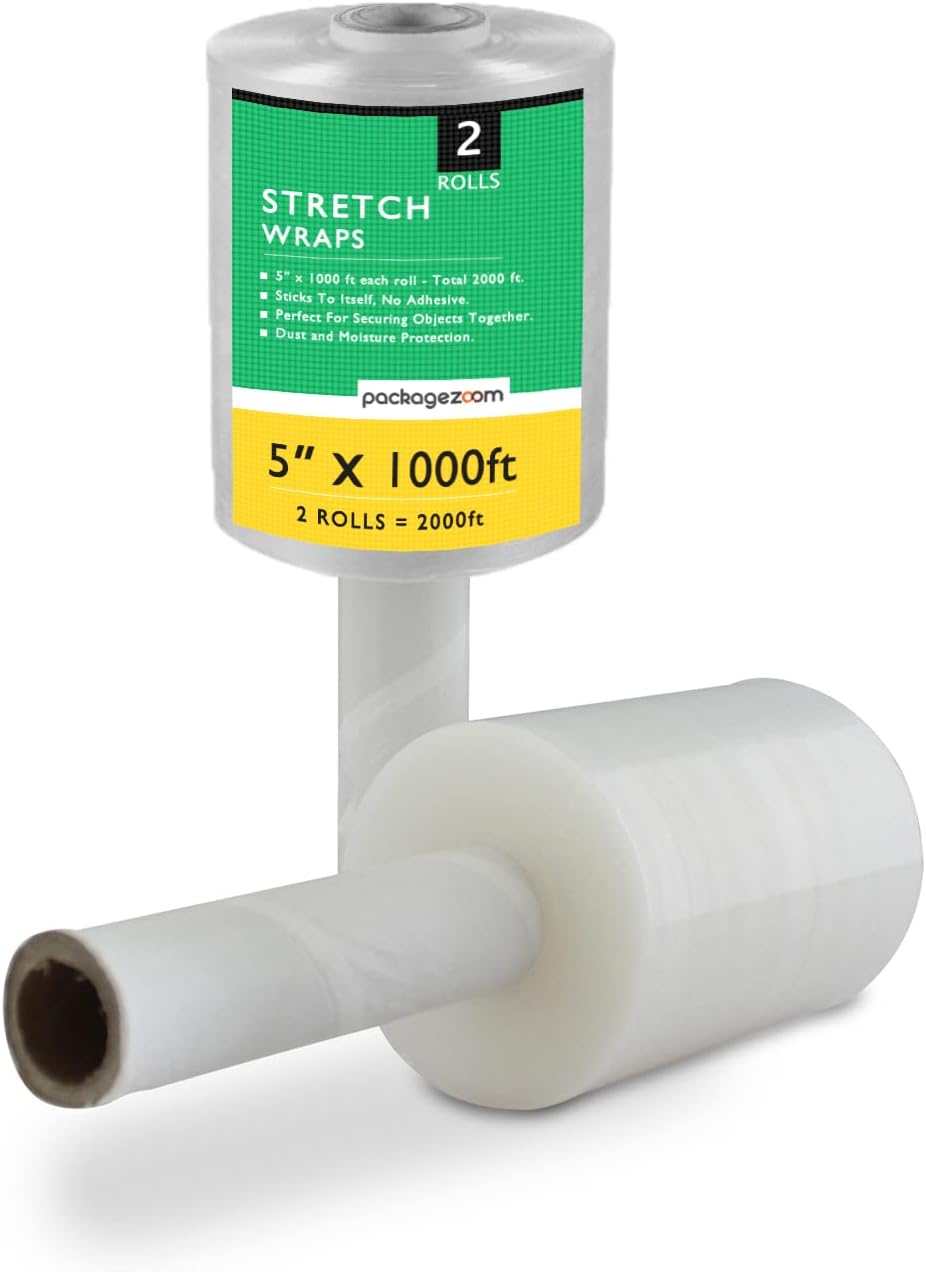 Detalle de PackageZoom PZ-SFC50-00PK Stretch Wrap, 5-Inch Clear Film, 55 Gauge