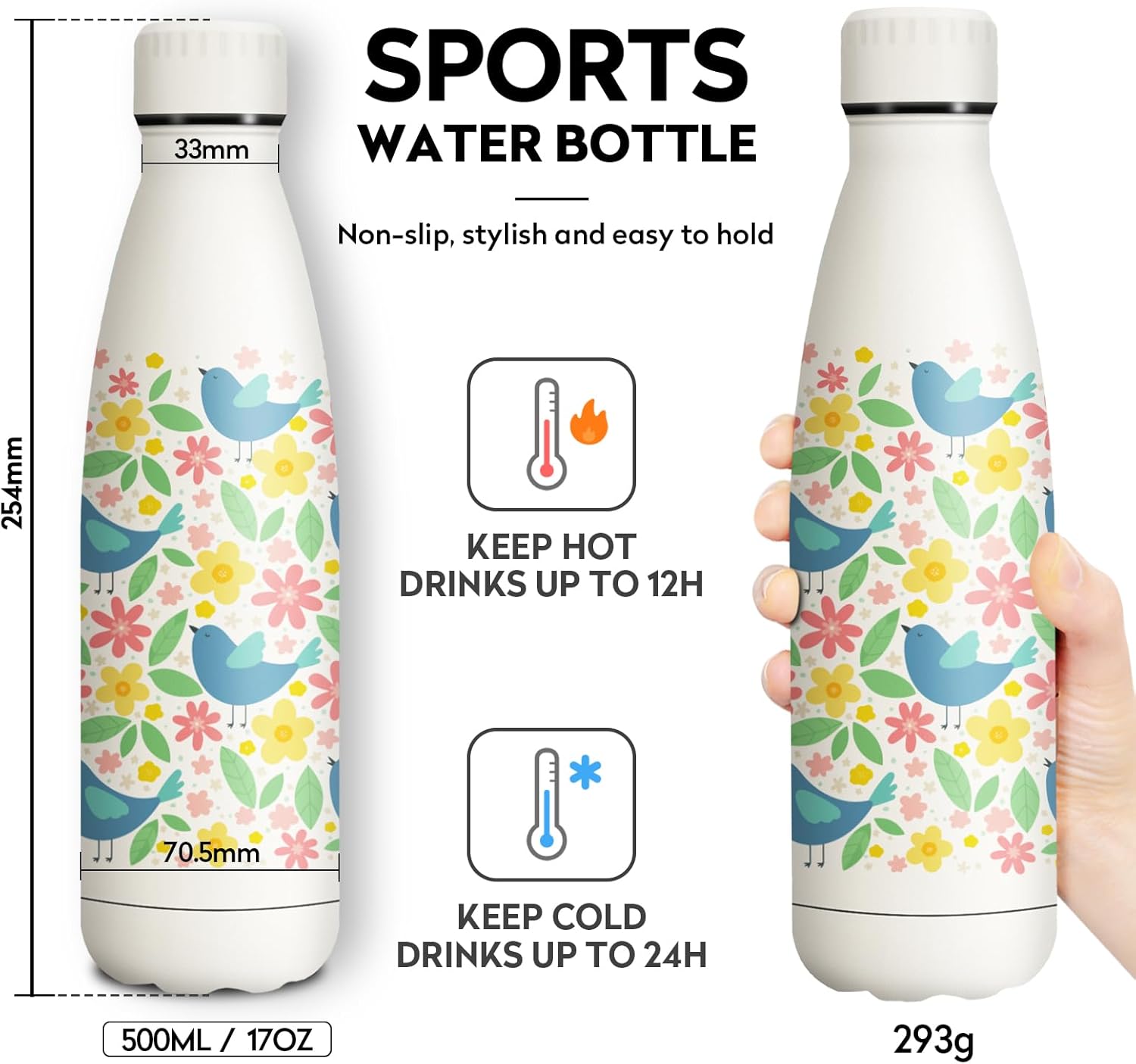 Detalle 2 de KollyKolla Botella Térmica Infantil 500ml 🚰 Sin BPA, Acero
