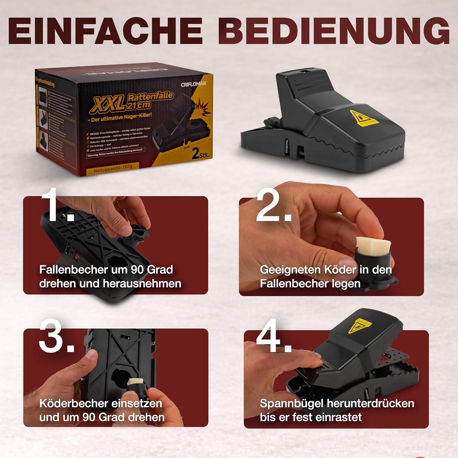 Thumbnail 6 de XXL Rattenfalle 21 cm (2er Pack) – große Schlagfalle für Ratten, wiederverwendbar