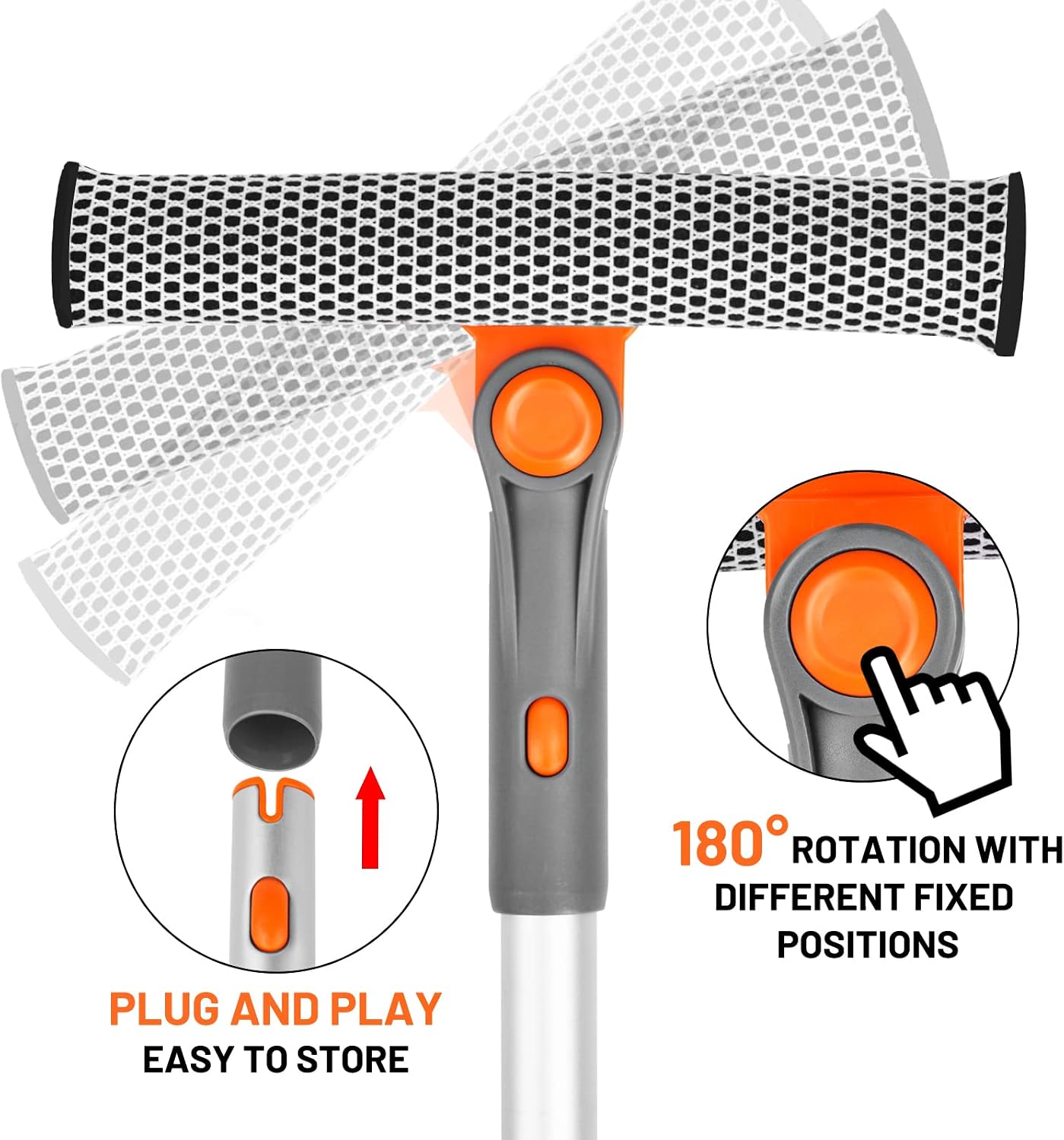 Thumbnail 3 de eazer Professional Window Squeegee 2-in-1 Rotatable with 20''-30'' Extension Pole