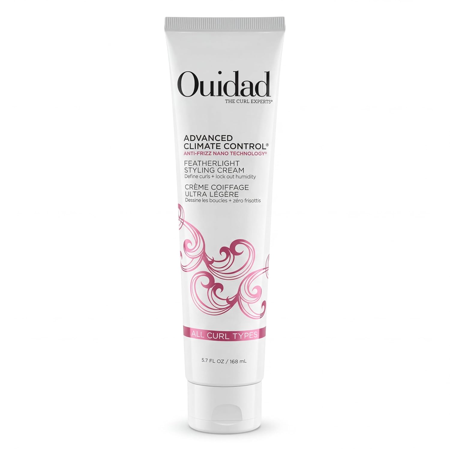 Detalle de Ouidad Advanced Climate Control Styling Cream for Curly Hair (Featherlight Curl Cream, Flexible Soft Hold) — Sulfate-Free